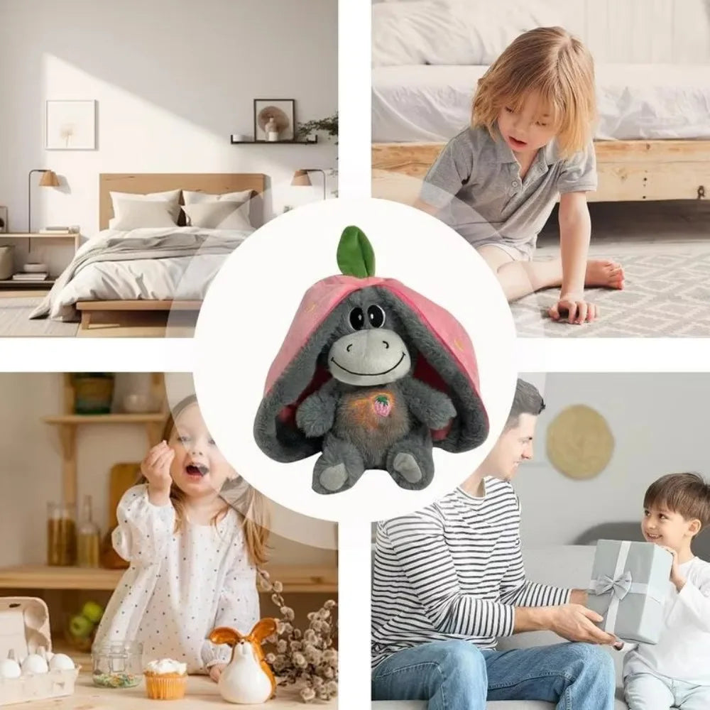 12.6inch Luminous Breathing Doll Plush with Motion Lights Baby Sleeping Toys Soft Strawberry Cartoon Plush Doll Early Childhood