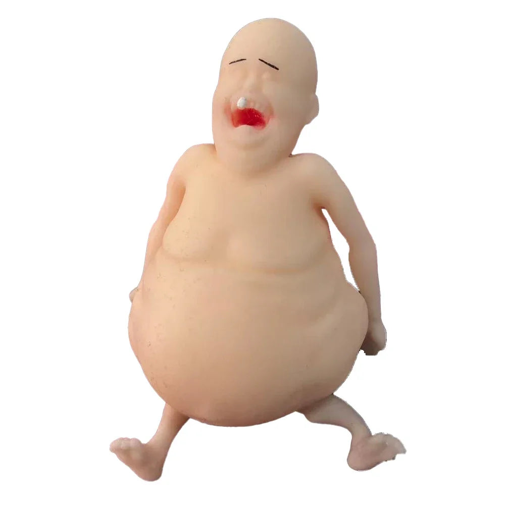 Rene Ren é is a Bald Pinched Funny Figurine Stress Relieving Toy Funny Doll with a sticky and Happy smile Ugly doll